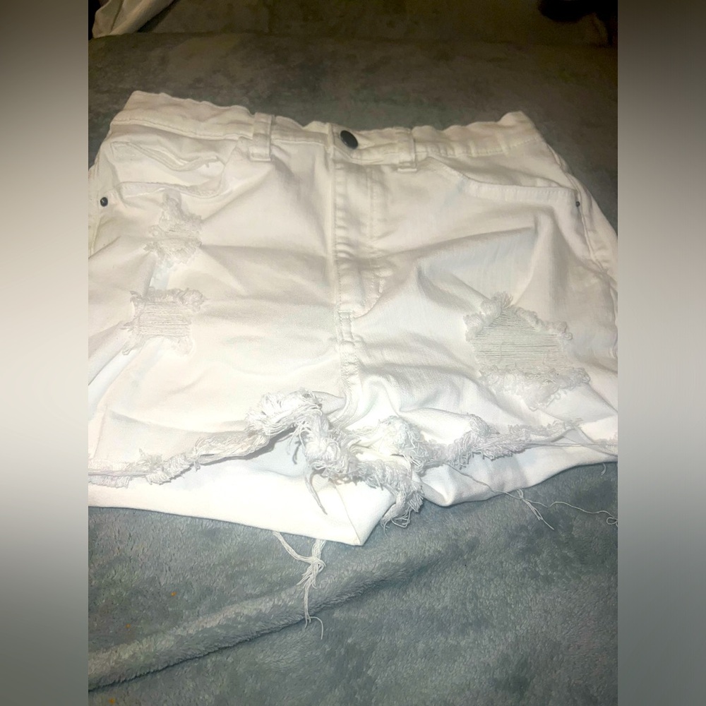 White jean shorts